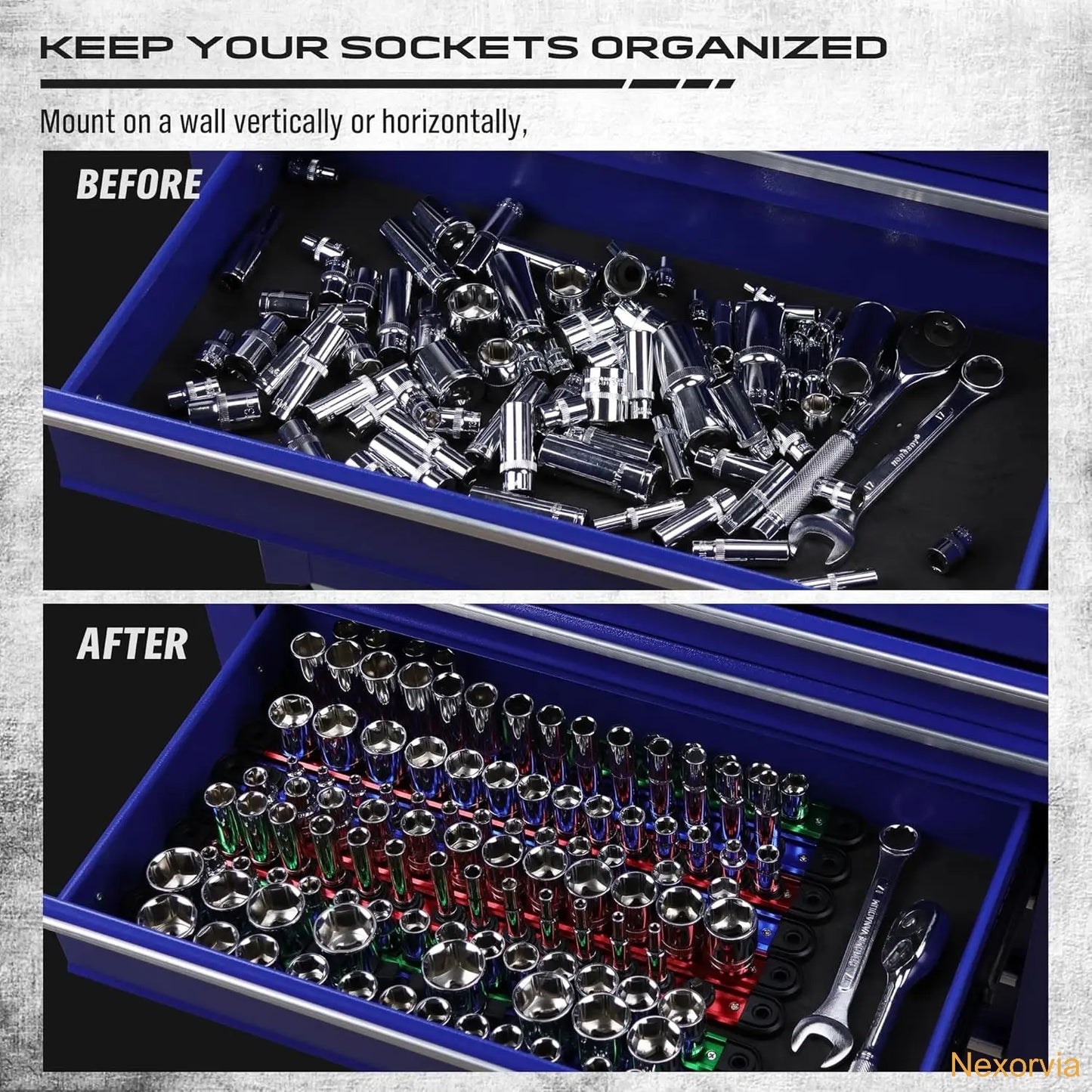 Magnetic Socket Holder Organizer Set: 9-Piece Detachable