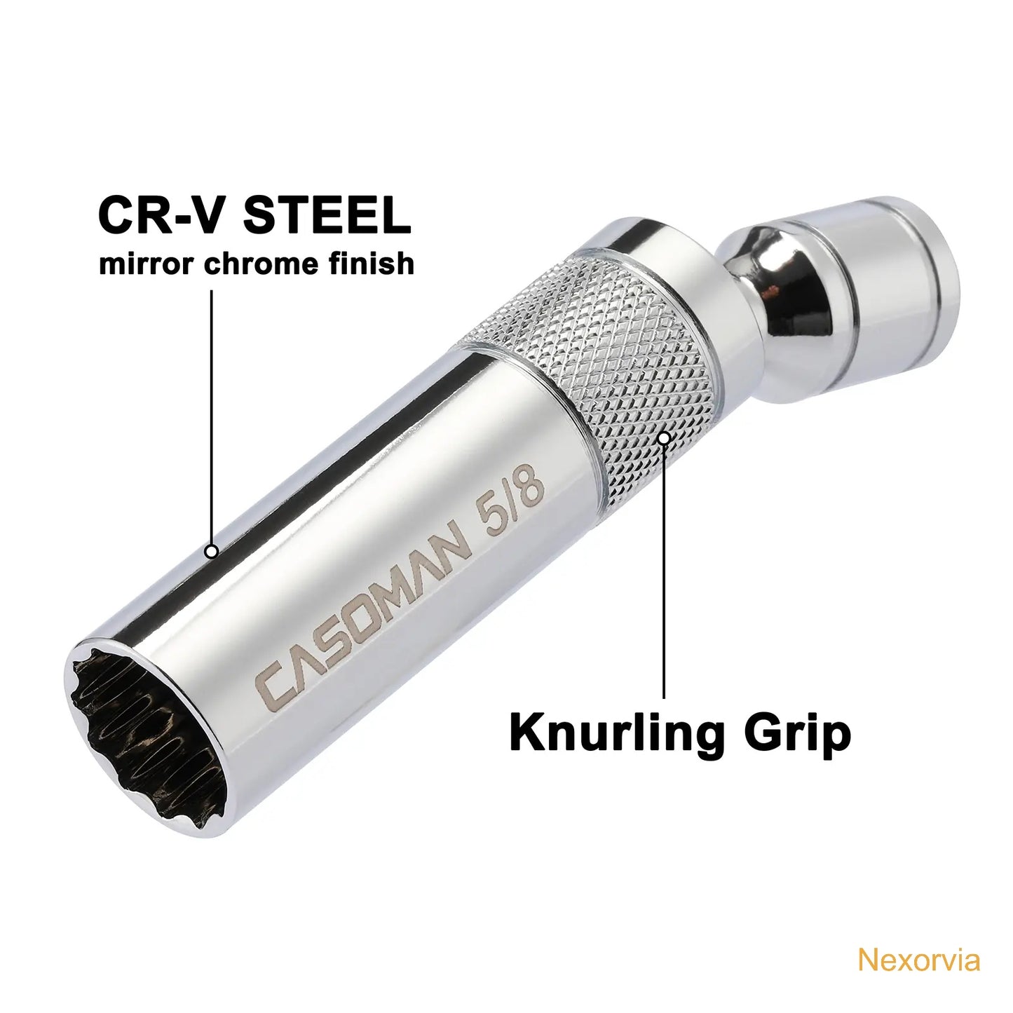 6PCS 3/8-Inch Drive Magnetic Swivel Spark Plug Socket Set