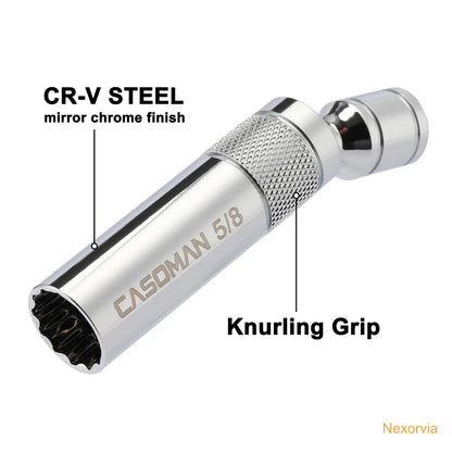 6PCS 3/8-Inch Drive Magnetic Swivel Spark Plug Socket Set