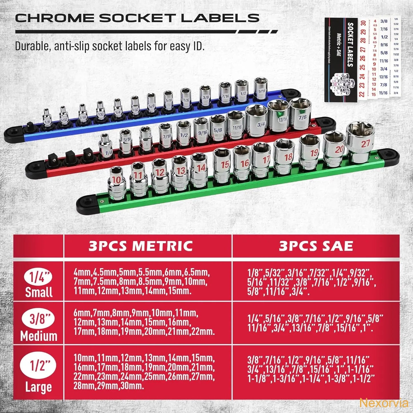 Magnetic Socket Holder Organizer Set: 9-Piece Detachable
