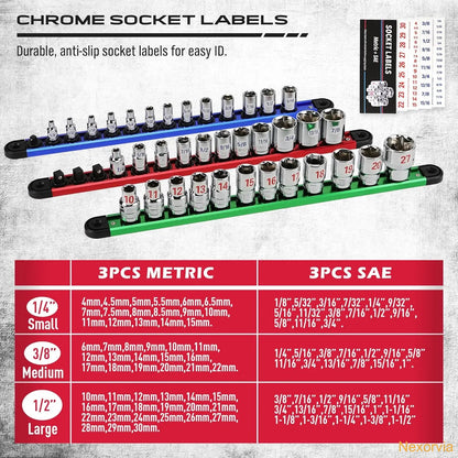Magnetic Socket Holder Organizer Set: 9-Piece Detachable
