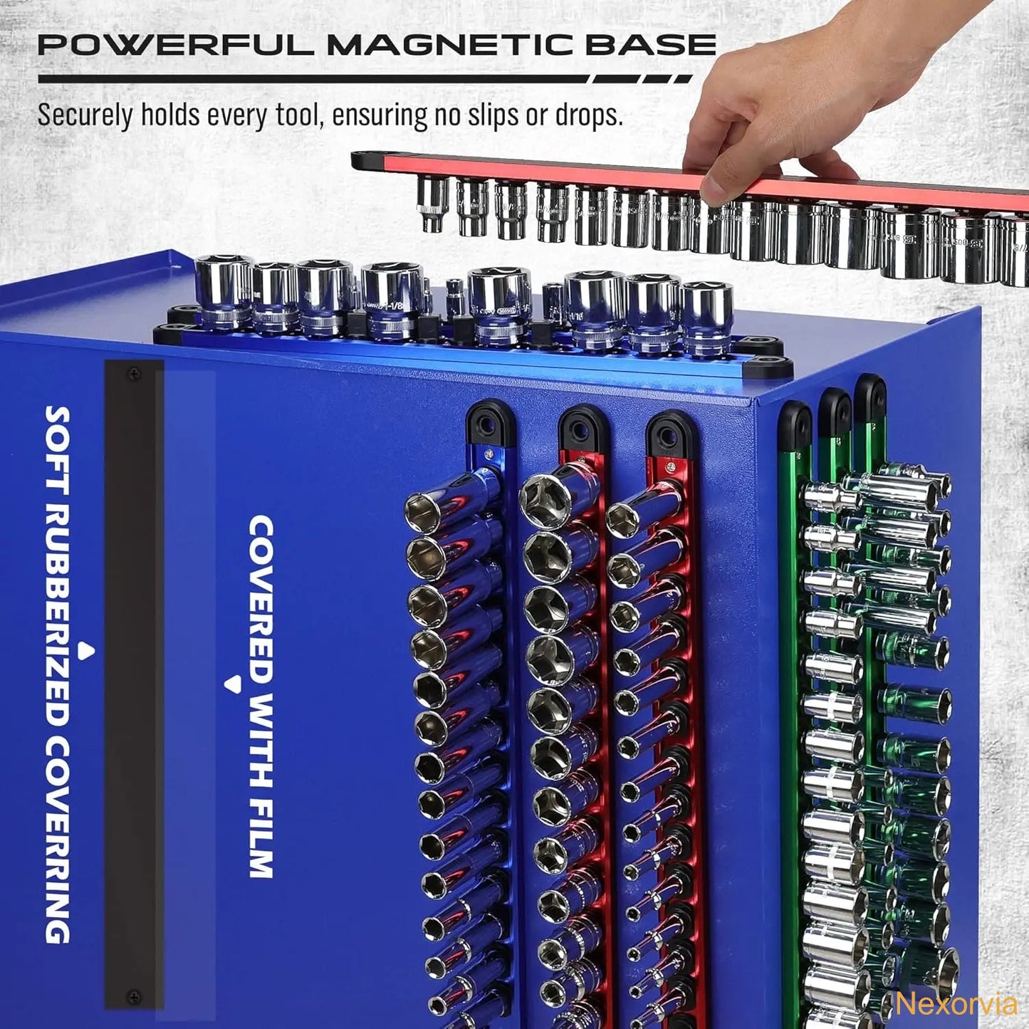 Magnetic Socket Holder Organizer Set: 9-Piece Detachable