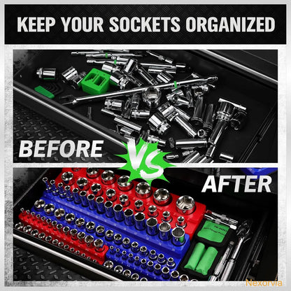 6 Piece Socket Holder Kit, 1/2-inch, 3/8-inch, 1/4-inch Drive