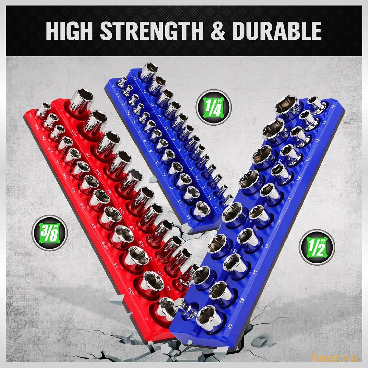6 Piece Socket Holder Kit, 1/2-inch, 3/8-inch, 1/4-inch Drive
