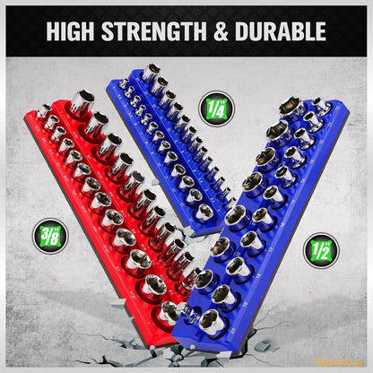 6 Piece Socket Holder Kit, 1/2-inch, 3/8-inch, 1/4-inch Drive