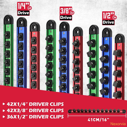 Magnetic Socket Holder Organizer Set: 9-Piece Detachable